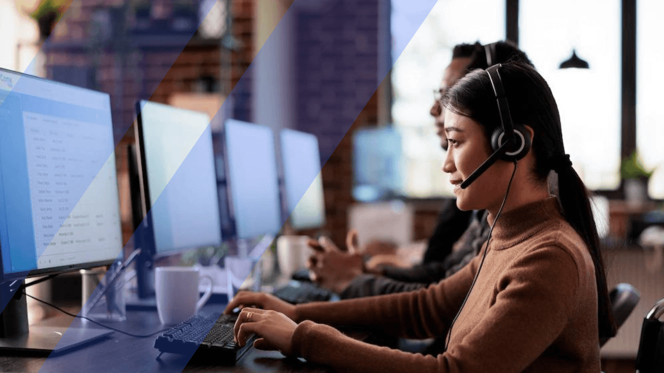 A call center agent answering a customer call