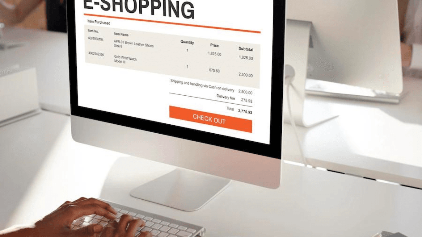 A computer screen showing the check out page on an ecommerce store